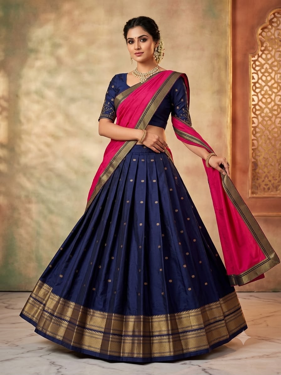 JACQUARD LAHENGA CHOLI BY KIRAN SRINIVAS